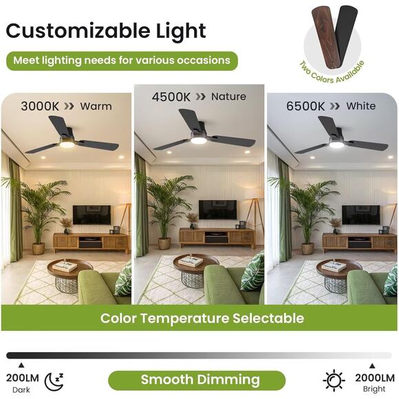 New 42” Low Profile Modern Ceiling Fan With LED Light and Remote - Picture 4 of 8
